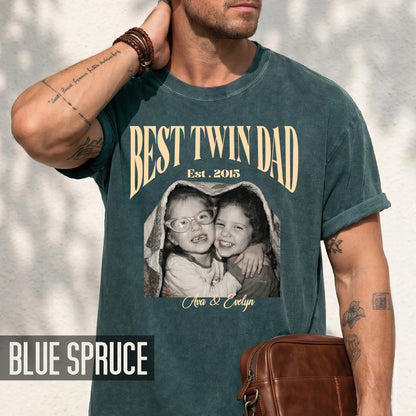 Twin Photo Dad Shirt, New Twin Father Gift, First Time Daddy Tee