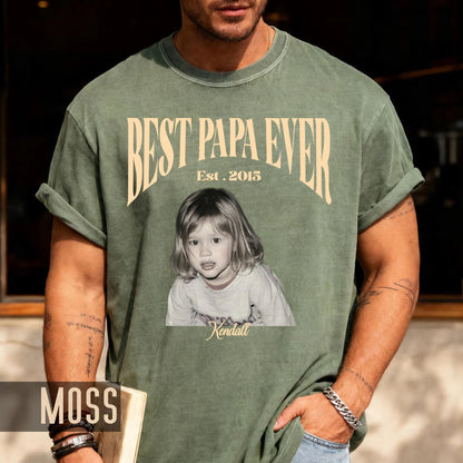 Best Papa Ever Shirt - Custom Fathers Day Gift with Kids Pictures for Grandpa