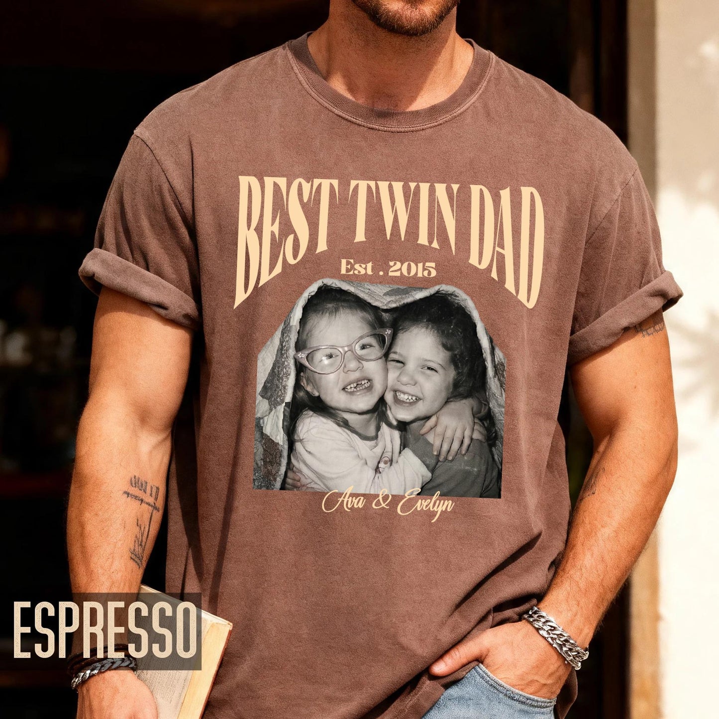 Twin Photo Dad Shirt, New Twin Father Gift, First Time Daddy Tee
