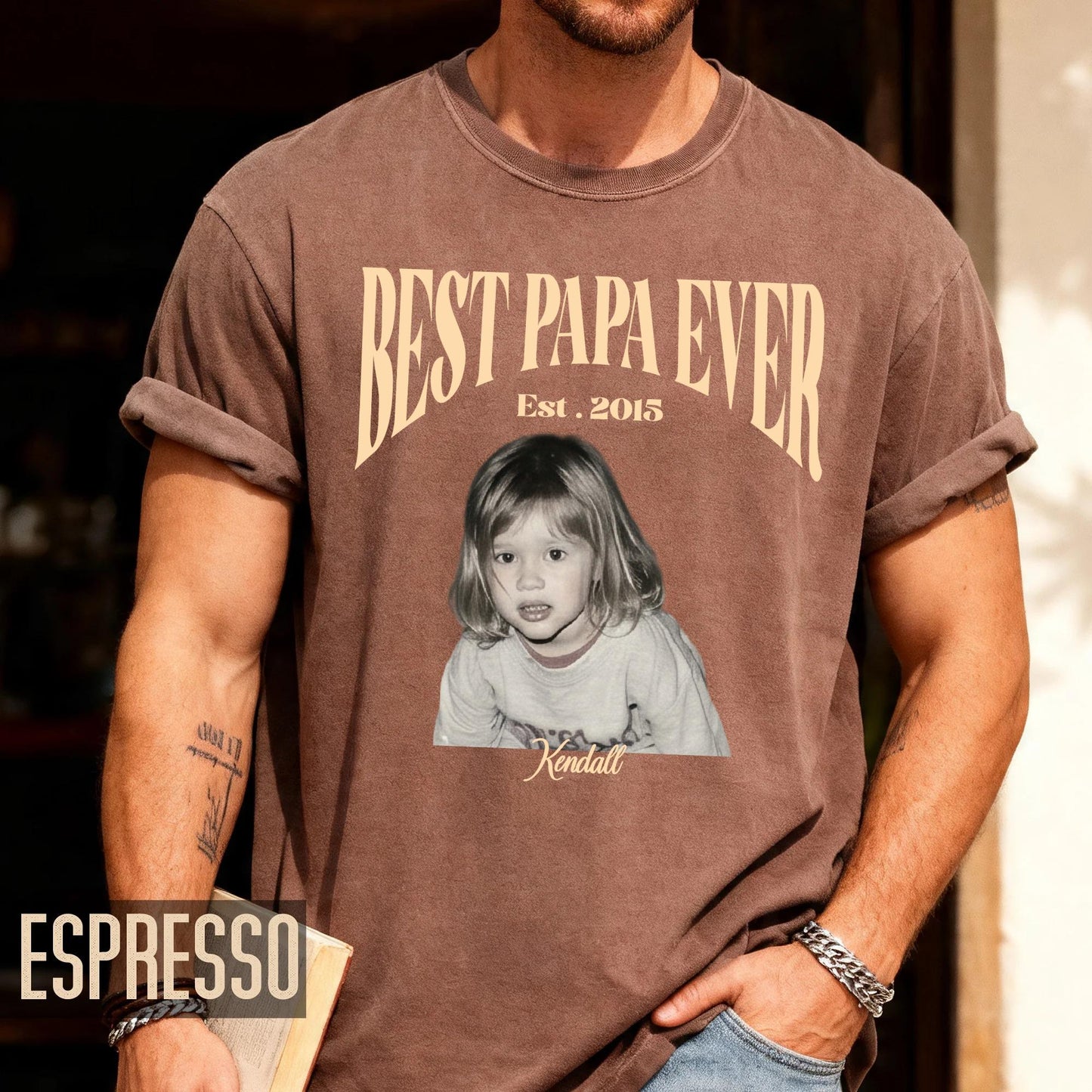 Best Papa Ever Shirt - Custom Fathers Day Gift with Kids Pictures for Grandpa