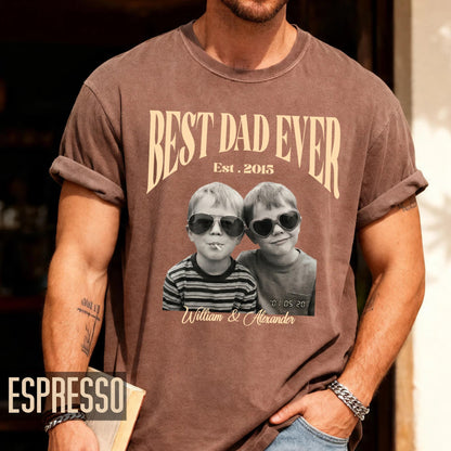 Custom Dad Vintage Photo Shirt, Fathers Day Shirt With Kids Pictures, Best Dad Ever Shirt