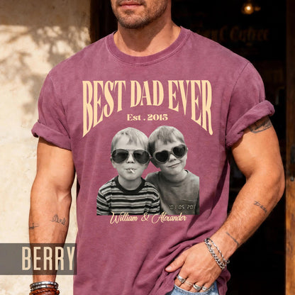 Custom Dad Vintage Photo Shirt, Fathers Day Shirt With Kids Pictures, Best Dad Ever Shirt