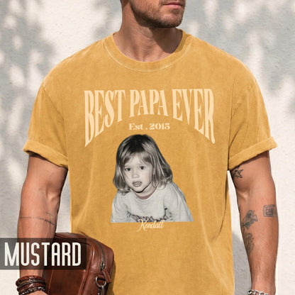Best Papa Ever Shirt - Custom Fathers Day Gift with Kids Pictures for Grandpa