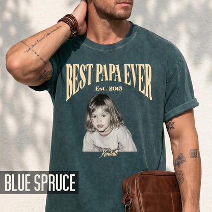 Best Papa Ever Shirt - Custom Fathers Day Gift with Kids Pictures for Grandpa