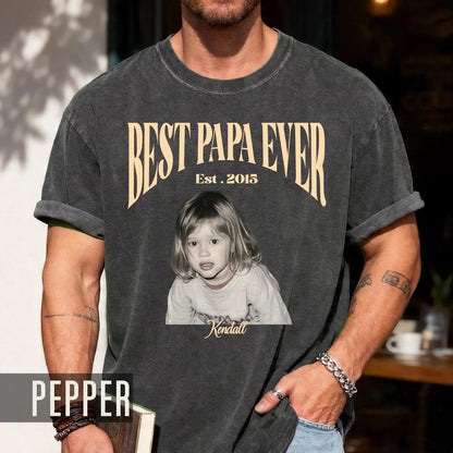 Best Papa Ever Shirt - Custom Fathers Day Gift with Kids Pictures for Grandpa