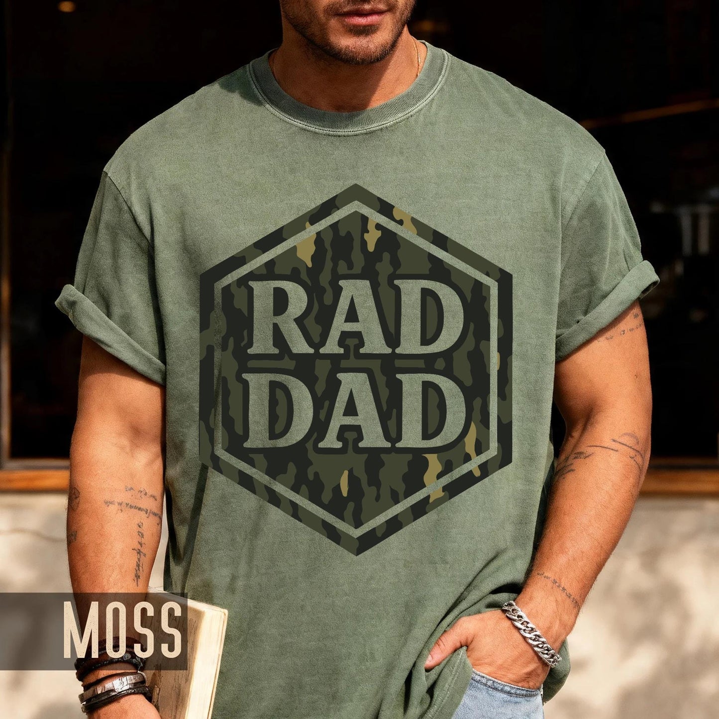 Rad Dad Camouflage Print Shirt, Military Father Patriotic Dad Gift, First Fathers Day Present, Gift for Husband, Rad Dad Camo Shirt