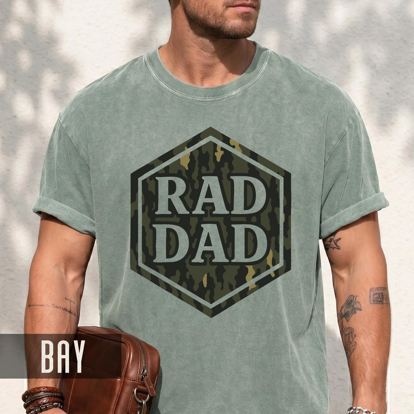 Rad Dad Camouflage Print Shirt, Military Father Patriotic Dad Gift, First Fathers Day Present, Gift for Husband, Rad Dad Camo Shirt