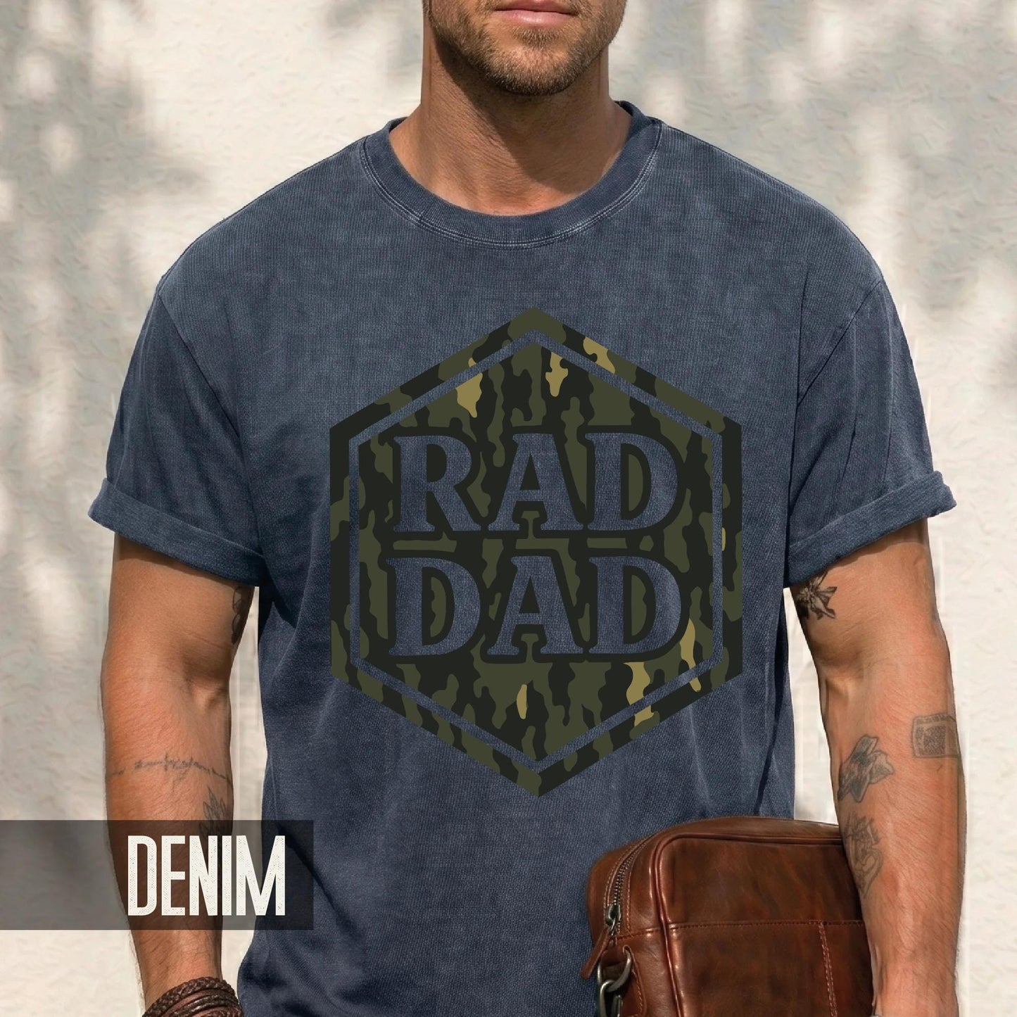 Rad Dad Camouflage Print Shirt, Military Father Patriotic Dad Gift, First Fathers Day Present, Gift for Husband, Rad Dad Camo Shirt