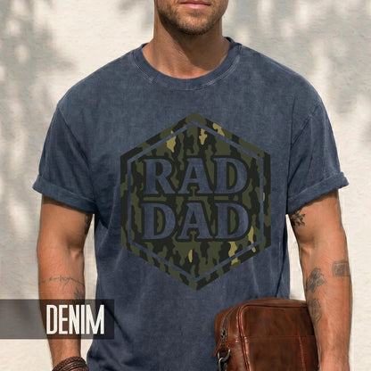 Rad Dad Camouflage Print Shirt, Military Father Patriotic Dad Gift, First Fathers Day Present, Gift for Husband, Rad Dad Camo Shirt