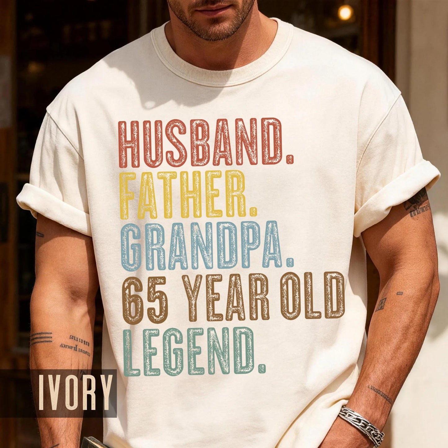 65 Year Old Birthday T-Shirt, Husband Father Grandpa Legend Tee