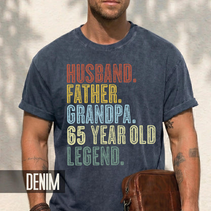 65 Year Old Birthday T-Shirt, Husband Father Grandpa Legend Tee