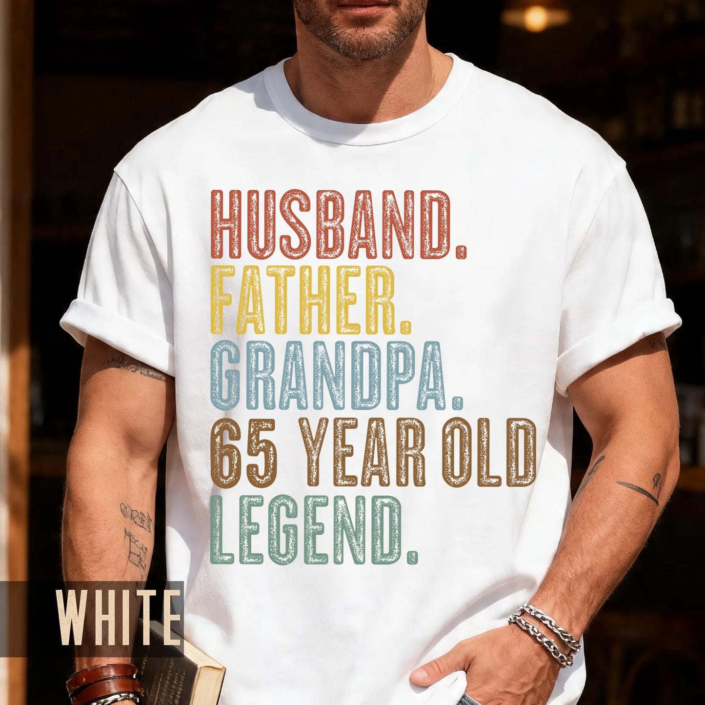 65 Year Old Birthday T-Shirt, Husband Father Grandpa Legend Tee