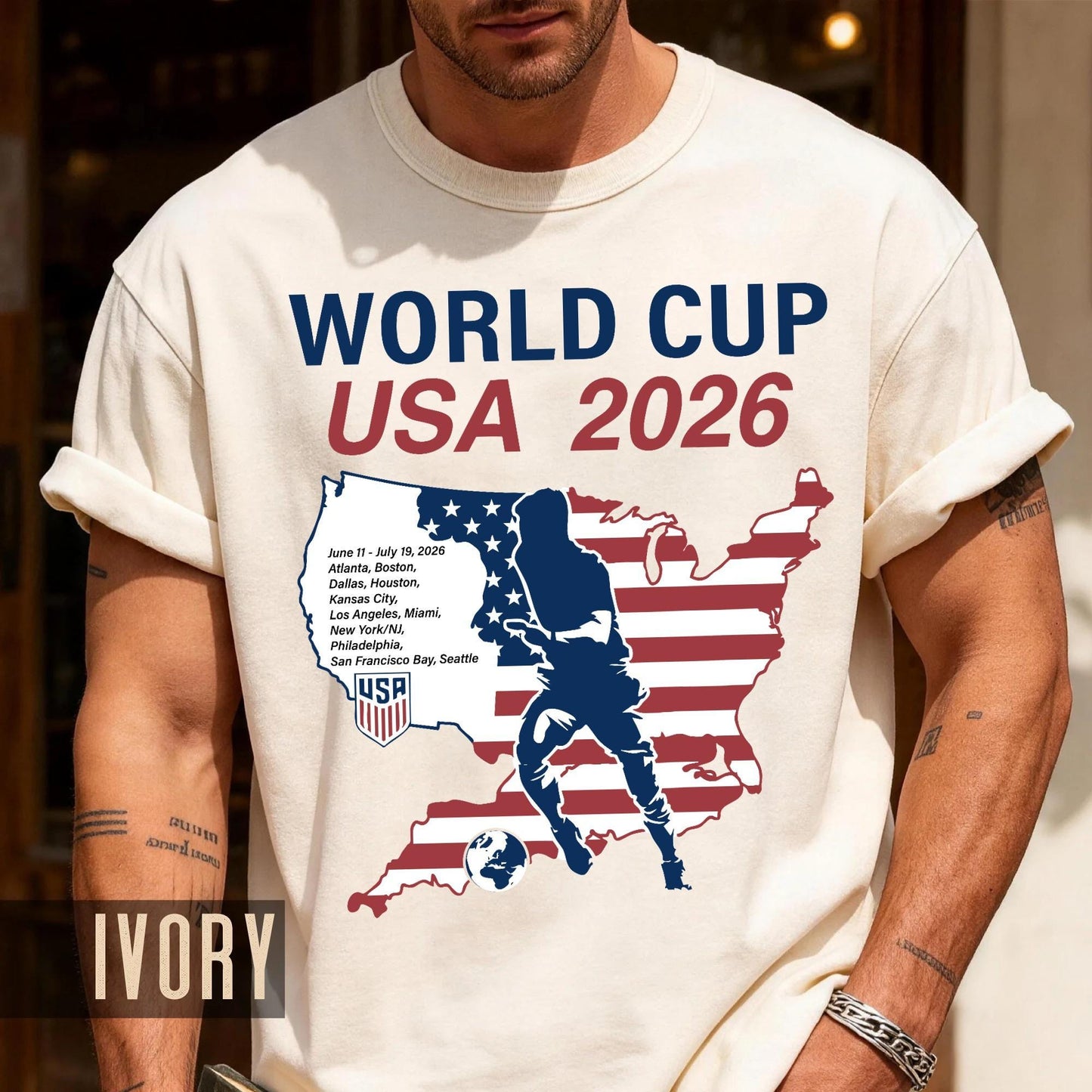 World Cup USA 2026 Soccer Shirt, United States Football Tournament Tee, Host Cities Fan Gear Top, Patriotic American Flag Map