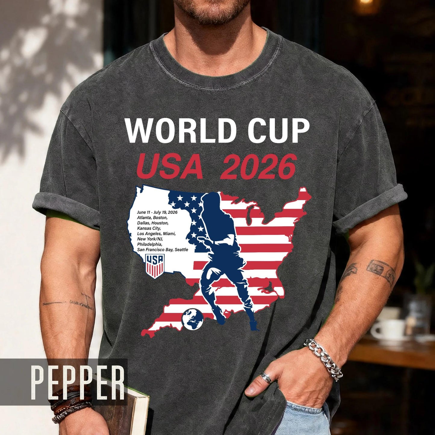 World Cup USA 2026 Soccer Shirt, United States Football Tournament Tee, Host Cities Fan Gear Top, Patriotic American Flag Map