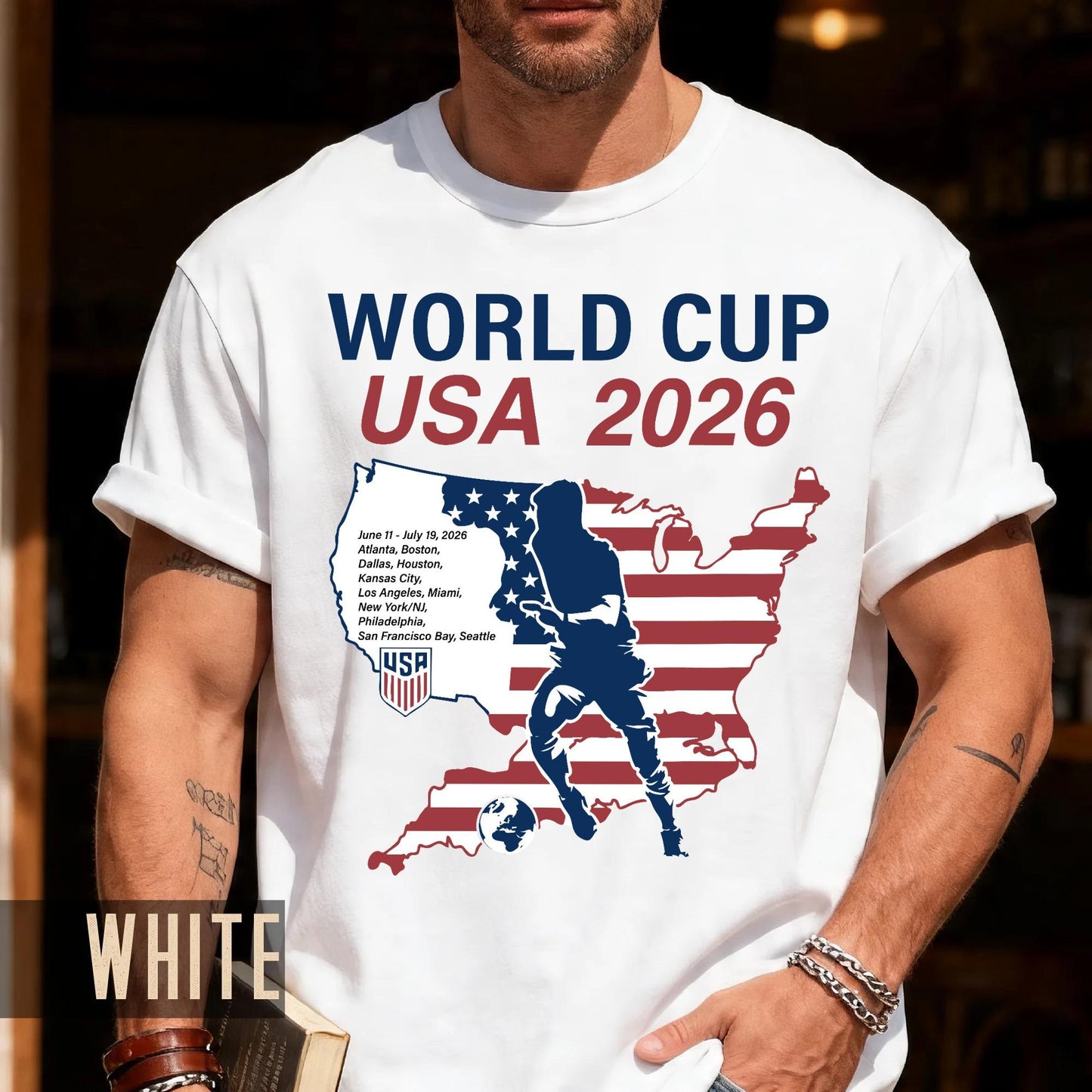 World Cup USA 2026 Soccer Shirt, United States Football Tournament Tee, Host Cities Fan Gear Top, Patriotic American Flag Map