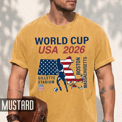 Boston World Cup USA 2026 Soccer Shirt, Gillette Stadium Massachusetts Football Tee, Boston Host City Soccer Fan Top