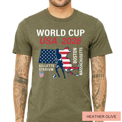Boston World Cup USA 2026 Soccer Shirt, Gillette Stadium Massachusetts Football Tee, Boston Host City Soccer Fan Top