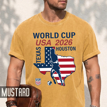 World Cup USA 2026 Houston Texas Map Shirt, Soccer Fan Travel Souvenir Tee