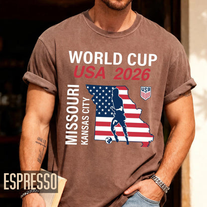 Kansas City Missouri Map World Cup 2026 Souvenir Shirt, USA Host City Soccer Fan Travel Tee