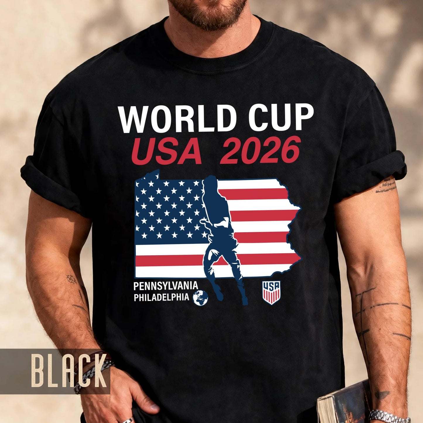 World Cup USA 2026 Philadelphia Pennsylvania Map Shirt, Global Football Fan Apparel