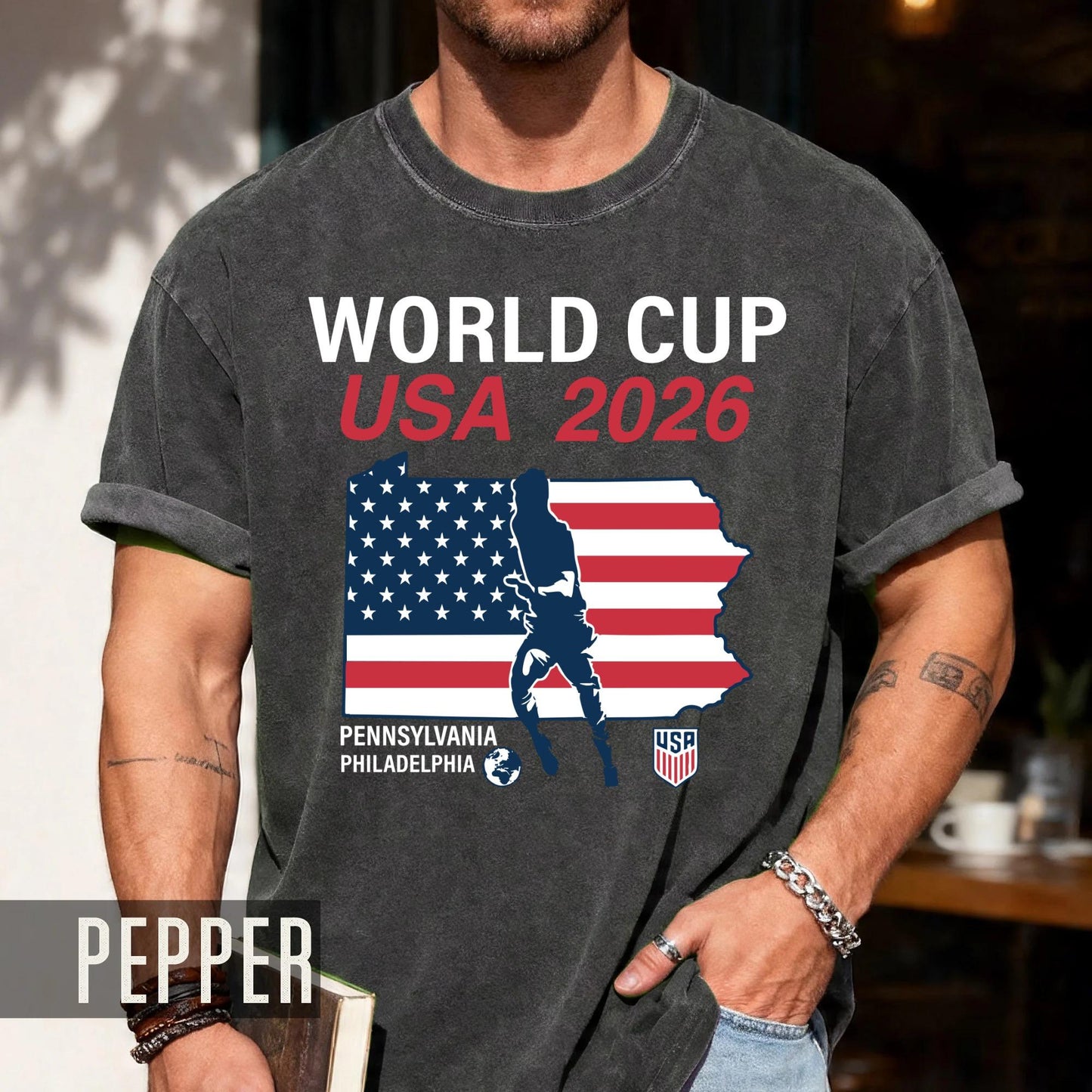 World Cup USA 2026 Philadelphia Pennsylvania Map Shirt, Global Football Fan Apparel
