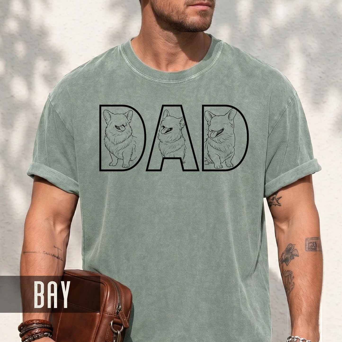 Custom Dog Dad Shirt with Faceless Pictures, Personalized Dog Portraits Gift, Father's Day Gift for Dog Owners, Cat Lover Dad Birthday Photo