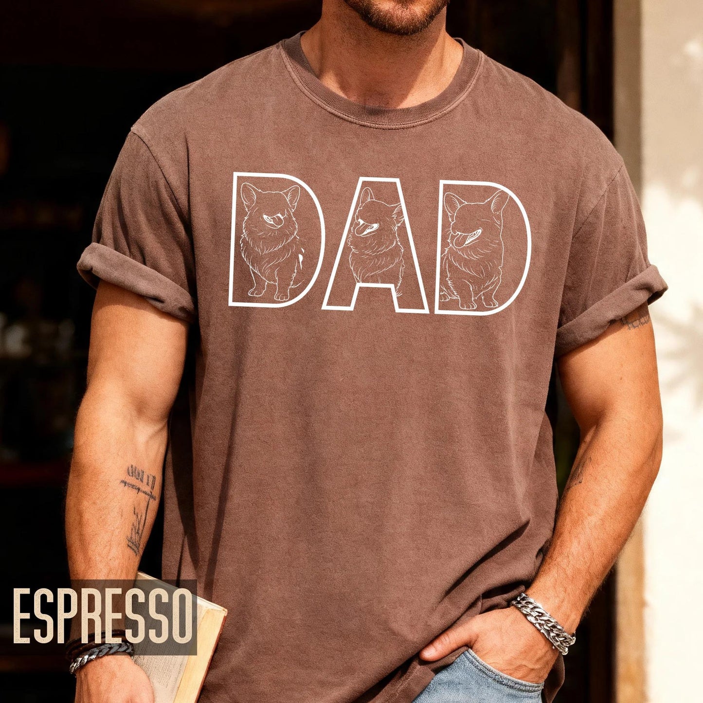 Custom Dog Dad Shirt with Faceless Pictures, Personalized Dog Portraits Gift, Father's Day Gift for Dog Owners, Cat Lover Dad Birthday Photo