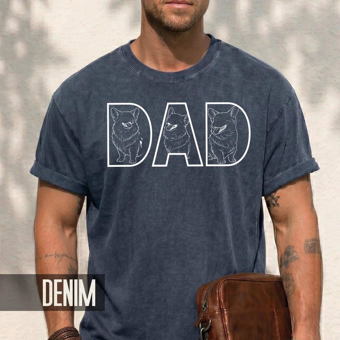 Custom Dog Dad Shirt with Faceless Pictures, Personalized Dog Portraits Gift, Father's Day Gift for Dog Owners, Cat Lover Dad Birthday Photo