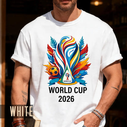 World Cup 2026 Soccer Shirt, Colorful Trophy Football Tee