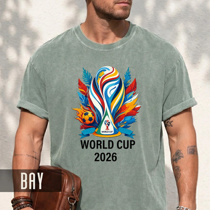 World Cup 2026 Soccer Shirt, Colorful Trophy Football Tee