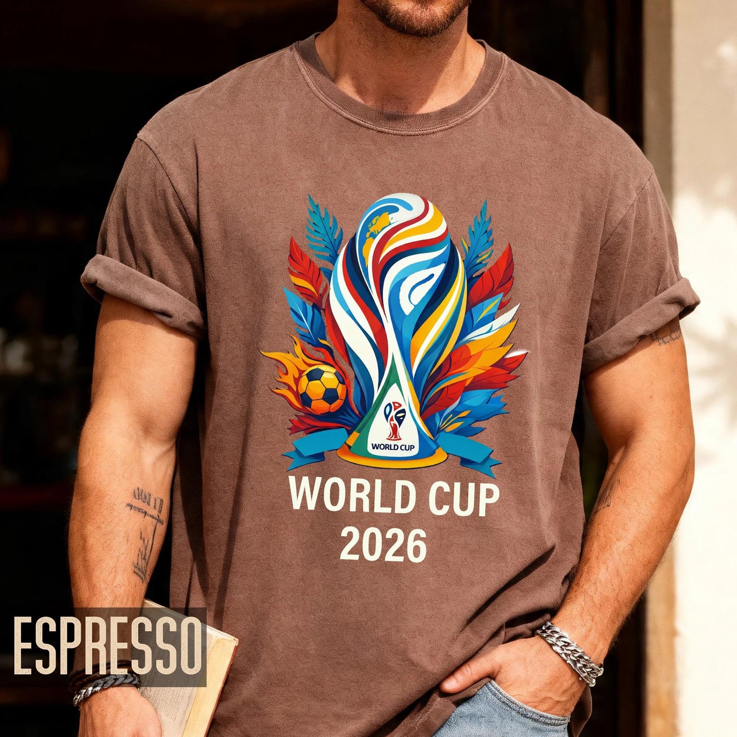 World Cup 2026 Soccer Shirt, Colorful Trophy Football Tee