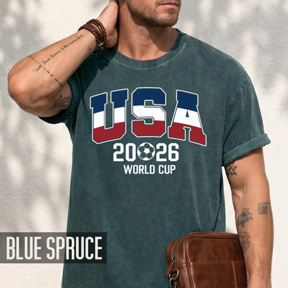 USA World Cup 2026 Soccer Shirt, Red White Blue Football Tee for Him
