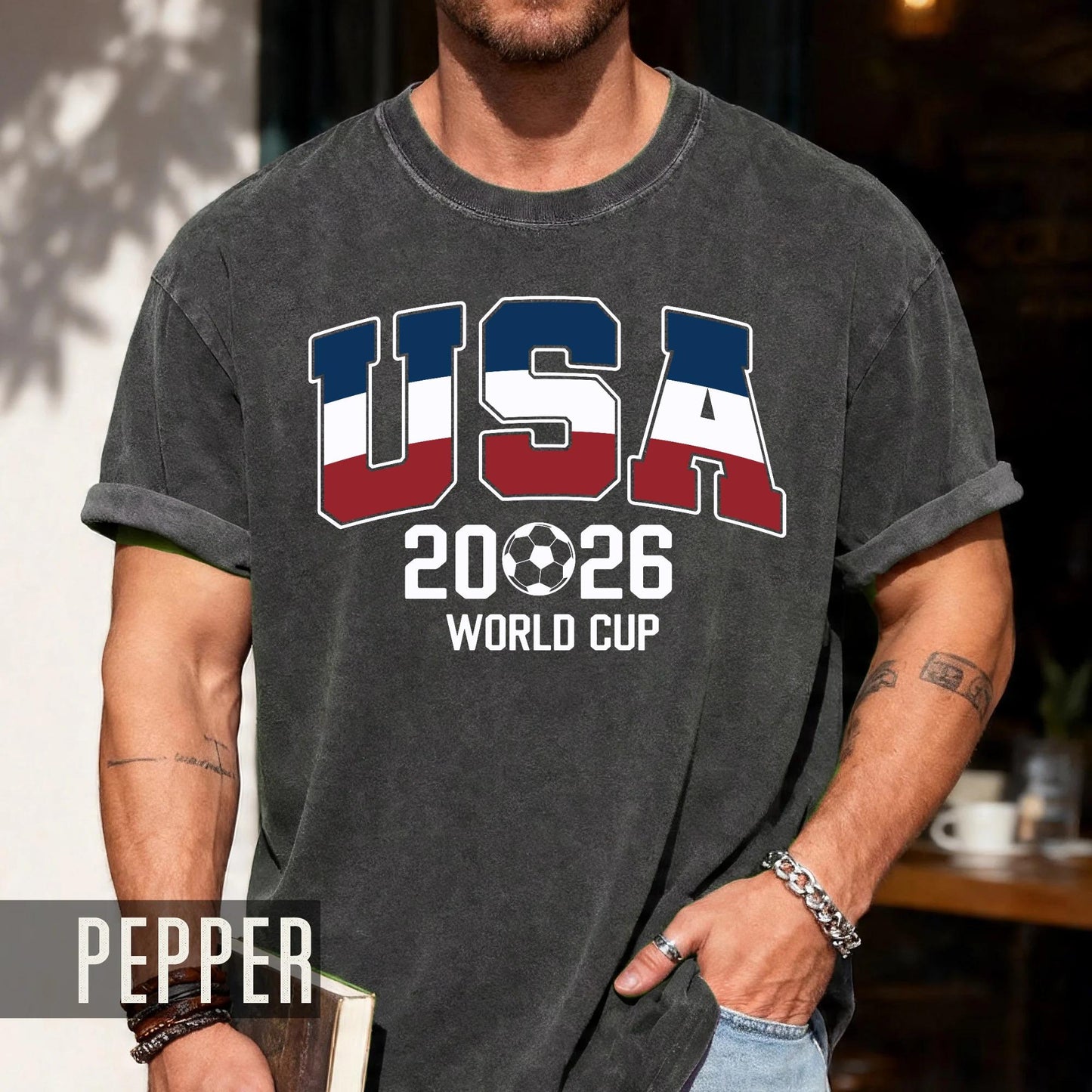 USA World Cup 2026 Soccer Shirt, Red White Blue Football Tee for Him