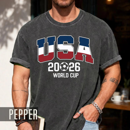 USA World Cup 2026 Soccer Shirt, Red White Blue Football Tee for Him