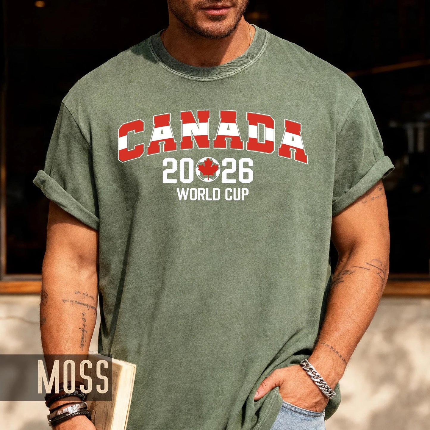 Canada 2026 Soccer Fan Merchandise Shirt, Maple Leaf World Cup Arched Red Block Letters Tee, Canadian Host Country Football Tournament Top