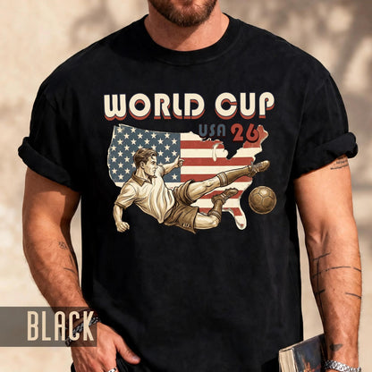Retro USA 26 Soccer Player Shirt, Vintage Style Football Flying Kick Tournament Tee