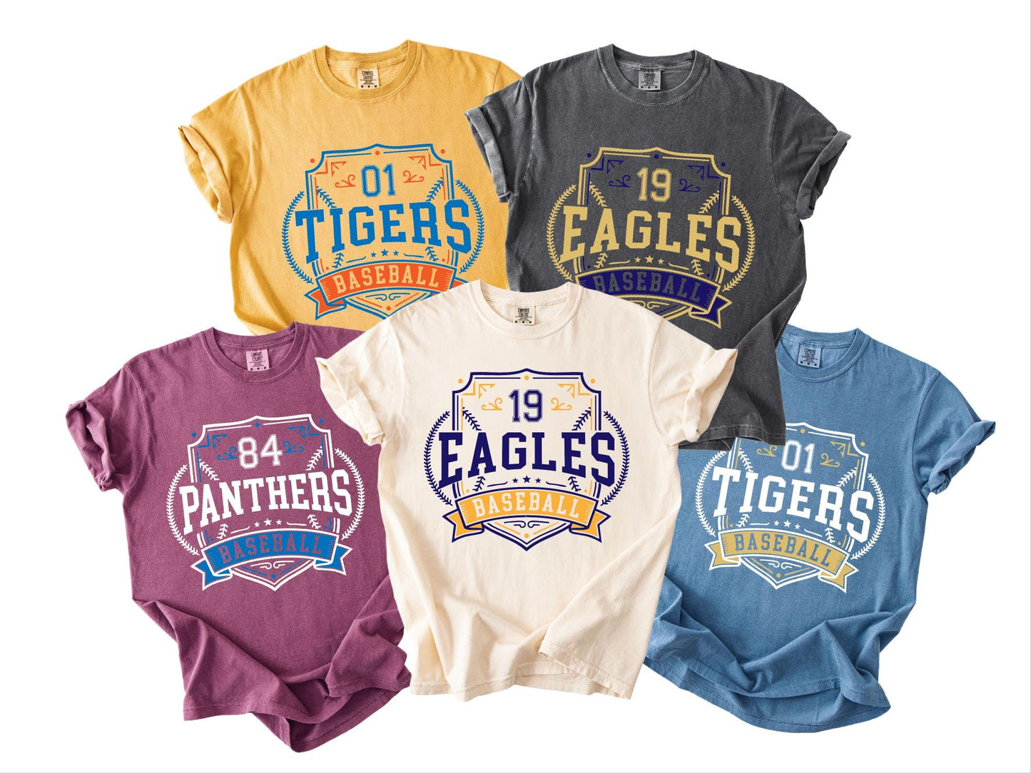 Custom Baseball Mascot Shirt, Personalized Team Number Game Day Baseball Mom Tee, Vintage School Spirit Apparel