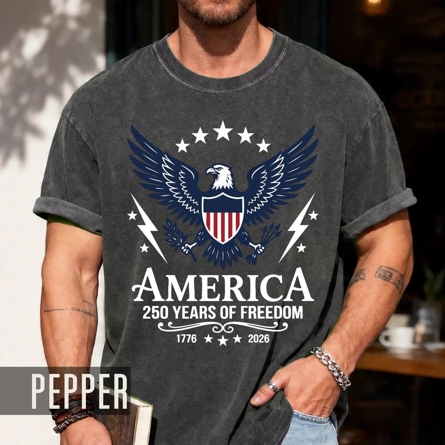 Patriotic America 250 Years Of Freedom Shirt, Vintage US Bald Eagle Semiquincentennial Tee, 1776 2026 Independence Day Shield Top
