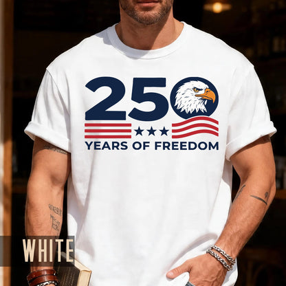 US Patriotic 250 Years of Freedom Shirt, American Bald Eagle Semiquincentennial Tee