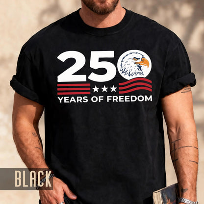US Patriotic 250 Years of Freedom Shirt, American Bald Eagle Semiquincentennial Tee