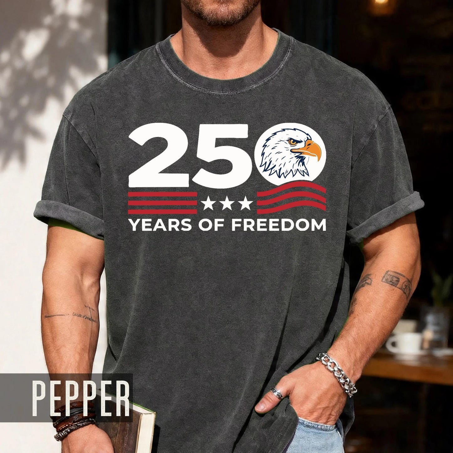 US Patriotic 250 Years of Freedom Shirt, American Bald Eagle Semiquincentennial Tee