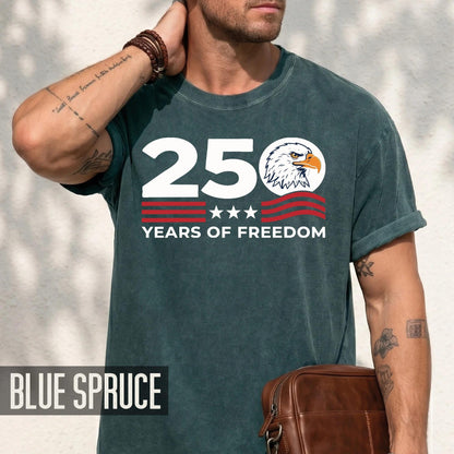 US Patriotic 250 Years of Freedom Shirt, American Bald Eagle Semiquincentennial Tee