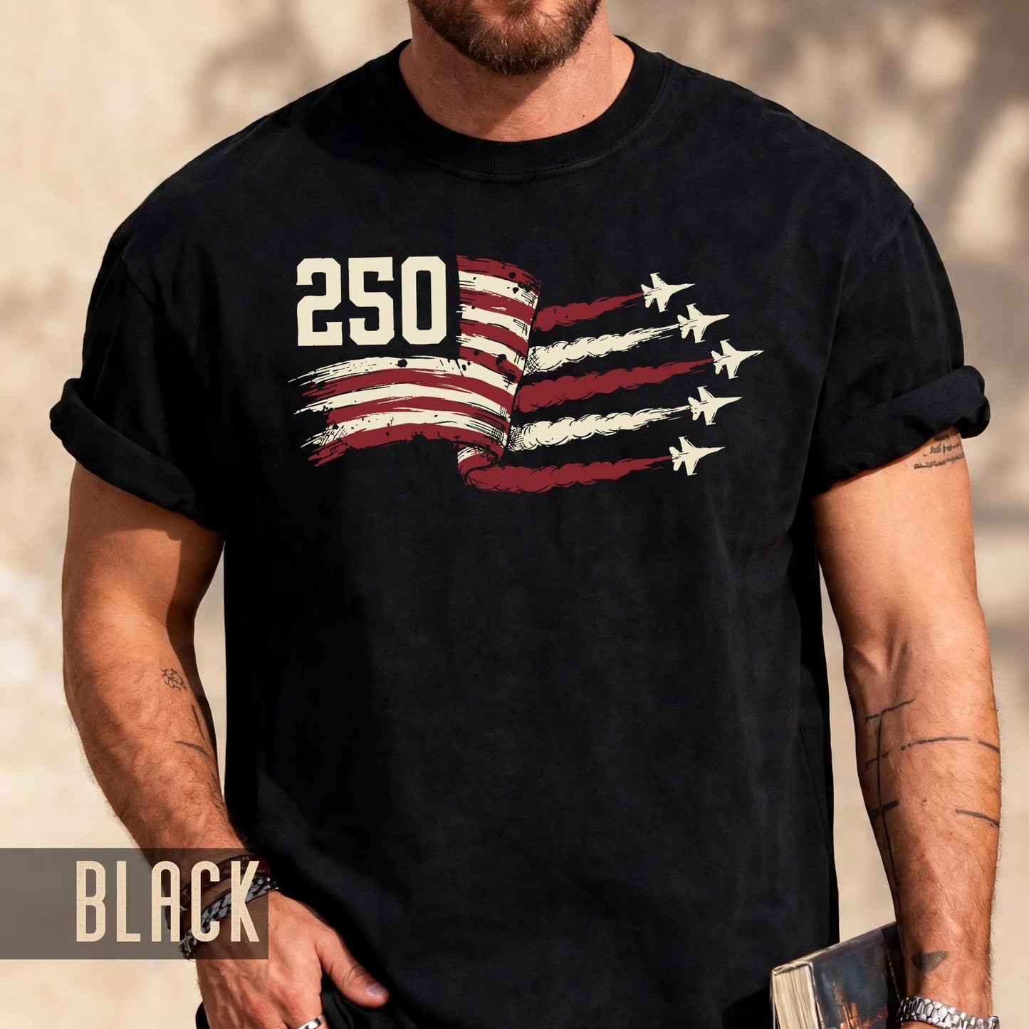 USA 250 Years Fighter Jet Airshow Shirt, American Flag Military Aviation Semiquincentennial Patriotic Tee