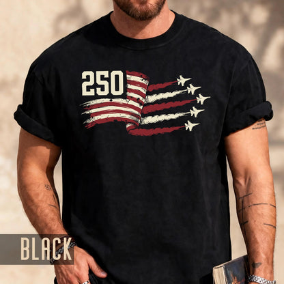 USA 250 Years Fighter Jet Airshow Shirt, American Flag Military Aviation Semiquincentennial Patriotic Tee