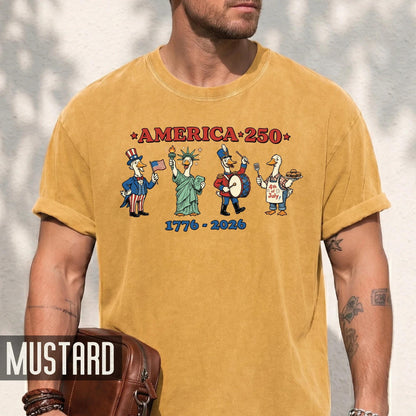 Funny America 250 Patriotic Ducks Cartoon Shirt, Cute 1776 2026 Semiquincentennial 4th of July Tee