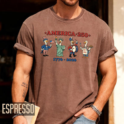 Funny America 250 Patriotic Ducks Cartoon Shirt, Cute 1776 2026 Semiquincentennial 4th of July Tee