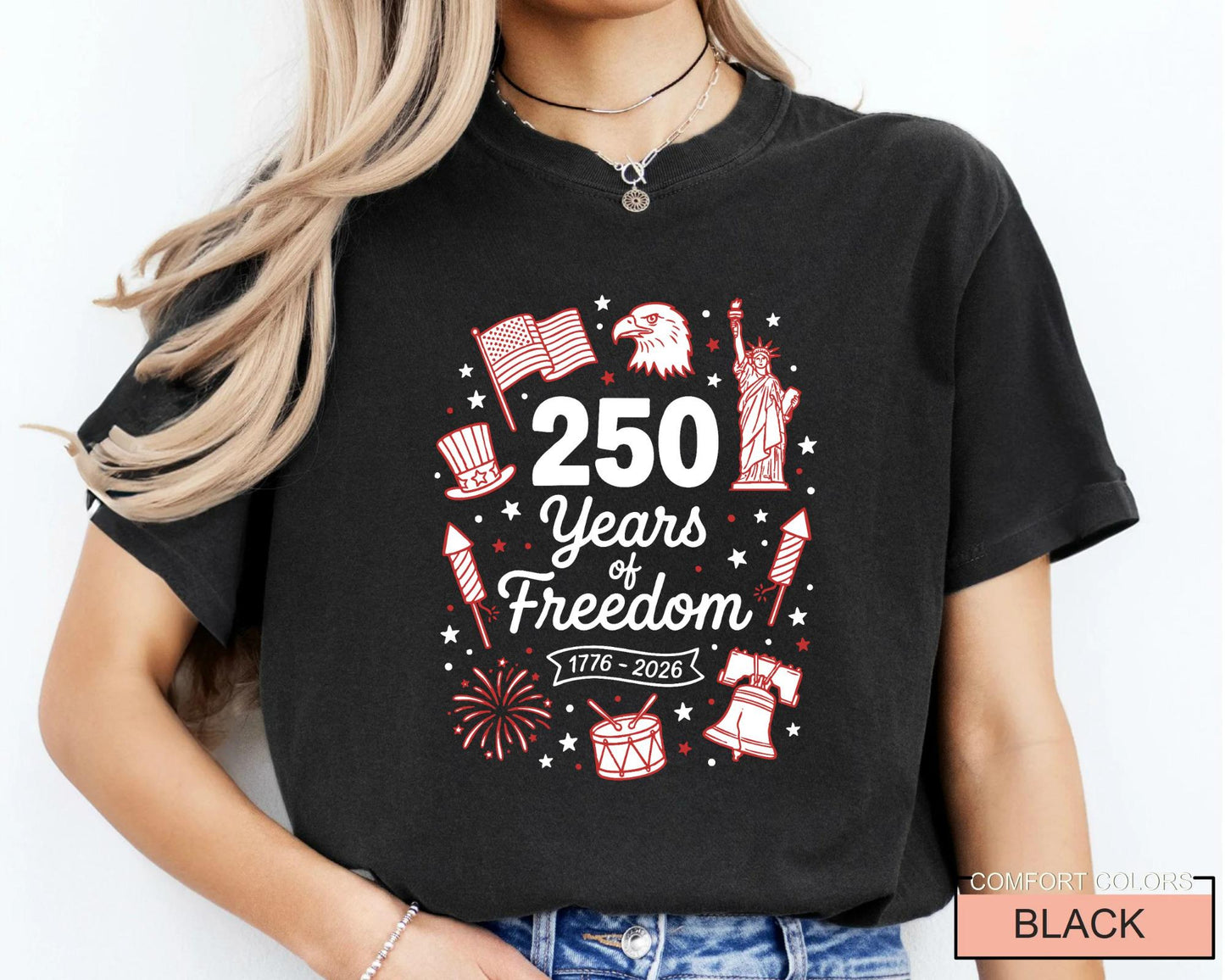 250 Years Freedom Firework 1776-2026 Shirt, Historical Anniversary Tee