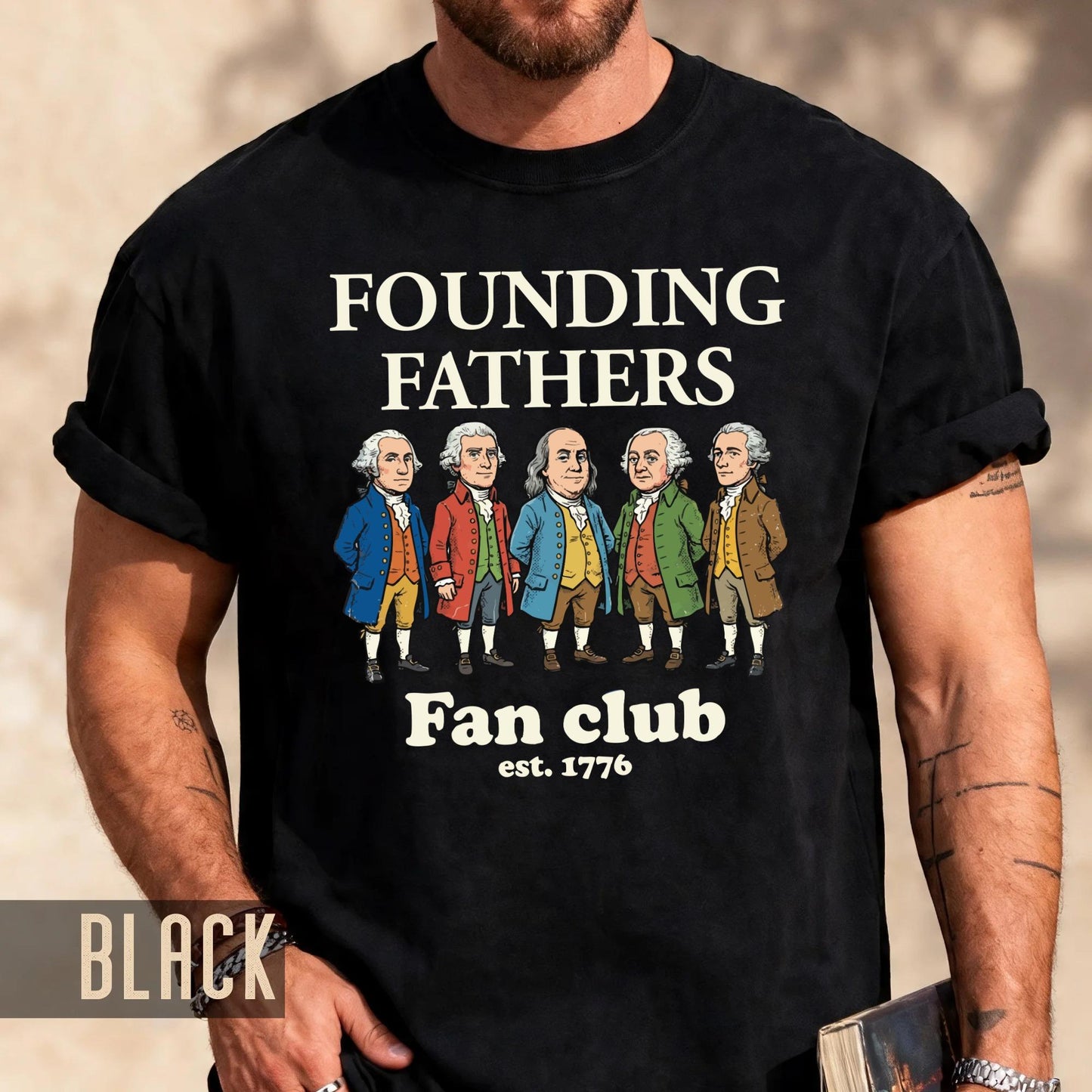 Funny Founding Fathers Fan Club Shirt, Retro American Revolution Leaders Tee