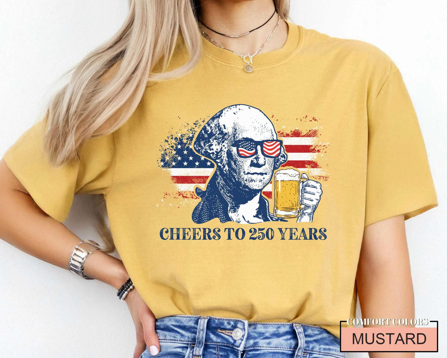 Funny George Washington 250 Years Shirt, Revolutionary War History Buff Cheers to 250 Years Tee