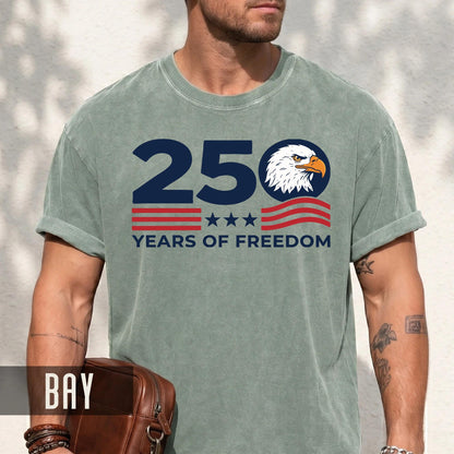 US Patriotic 250 Years of Freedom Shirt, American Bald Eagle Semiquincentennial Tee